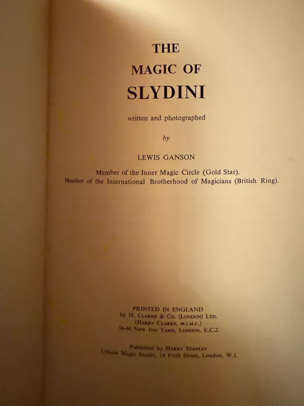 Slyd In The Magic of Slydini, Signed by Tony Slydini (Lewis Ganson, 1955)