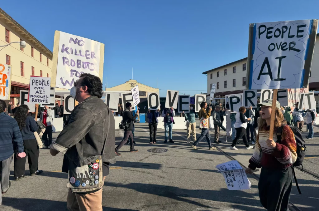 Protesters gather at OpenAI’s DevDay